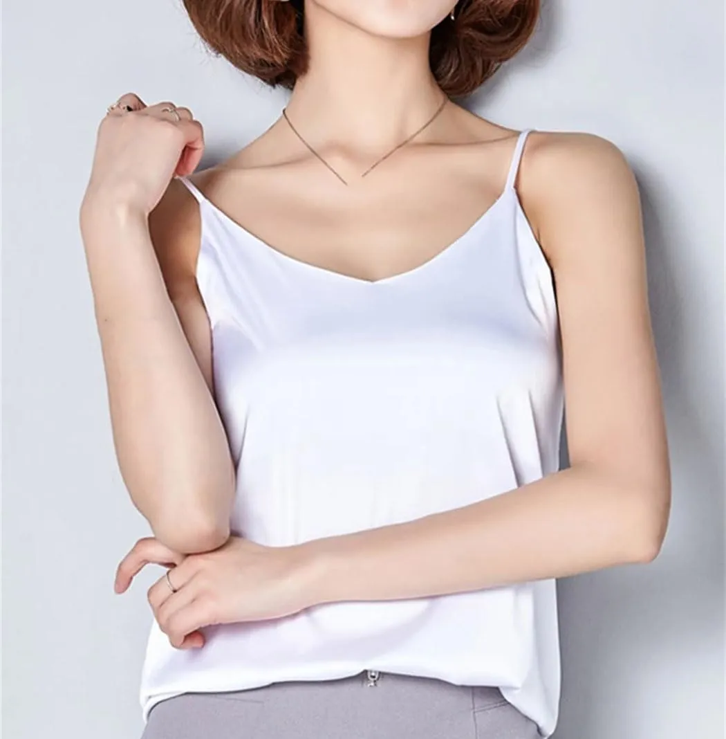 Women Satin Silk Tank Tops Summer Strap Basic Spaghetti Sleeveless Camisole Holiday Beach Vest