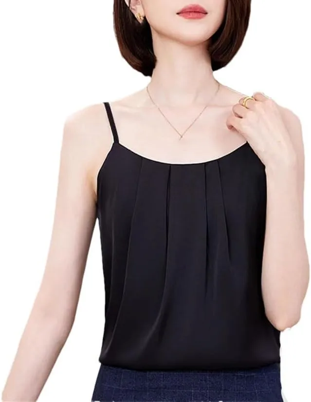 Women Solid Color Sleeveless Thin Shirt Summer Casual Tank Tops Office Lady Business Camisole