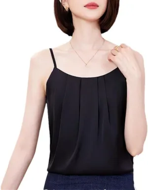 Women Solid Color Sleeveless Thin Shirt Summer Casual Tank Tops Office Lady Business Camisole