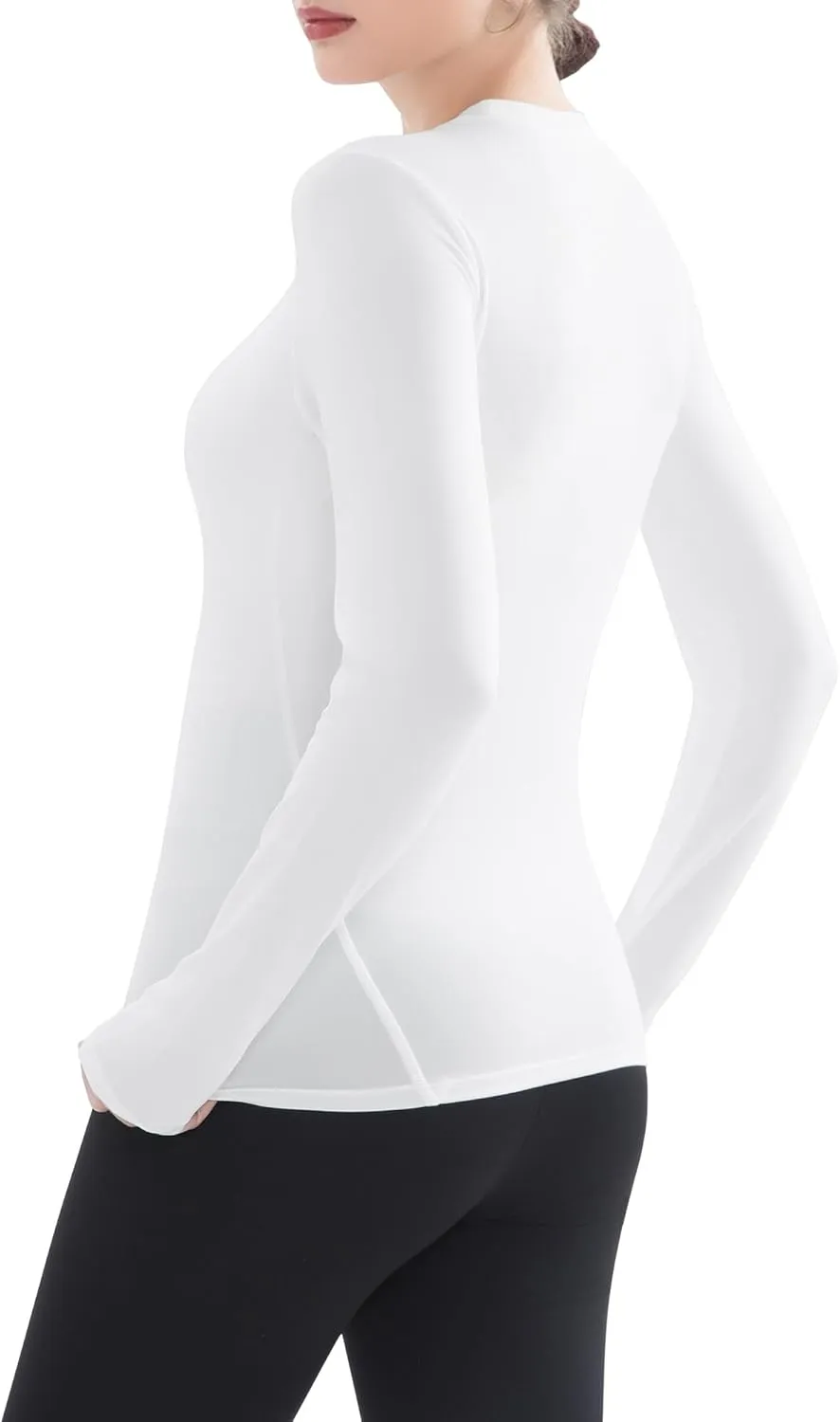 Women's Compression Shirt Long Sleeve Athletic Workout Tops Sun Protection Undershirt for Gym Yoga Running