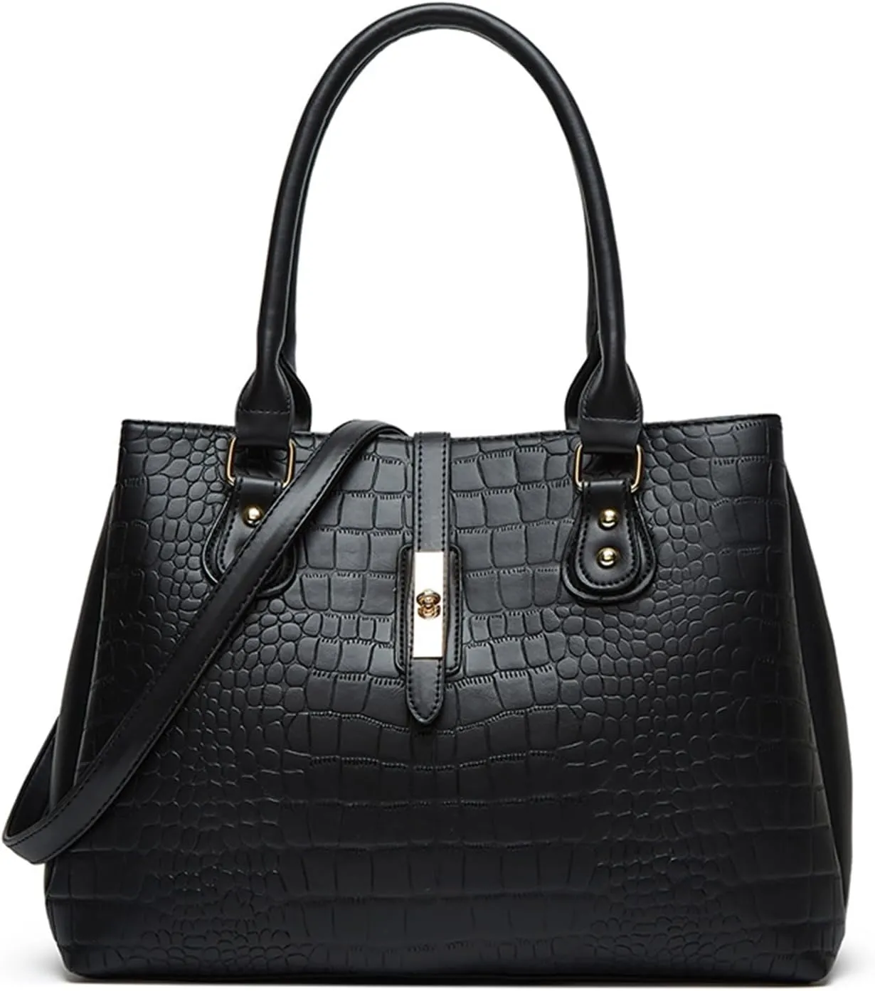 Women's Crocodile Pattern Handbag and Purse PU Leather Large Top Handle Satchel Bag Daily Use Crossbody Shoulder Bag