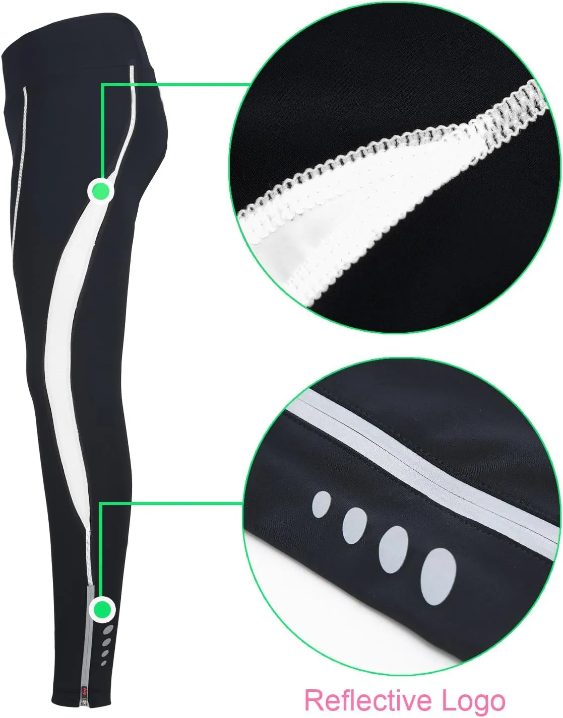 Women's Cycling Pants 3D Padded Compression Tight, Long Bike Bicycle Pants with Wide Waistband