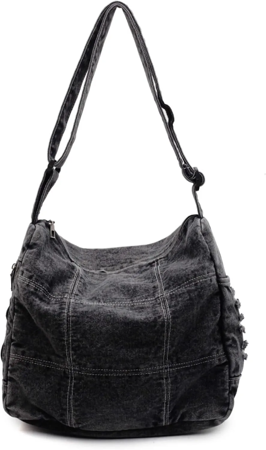 Women's Denim Shoulder Bag with Multi-Pockets Durable Jean Hobo Crossbody Bag for Daily Use Travel