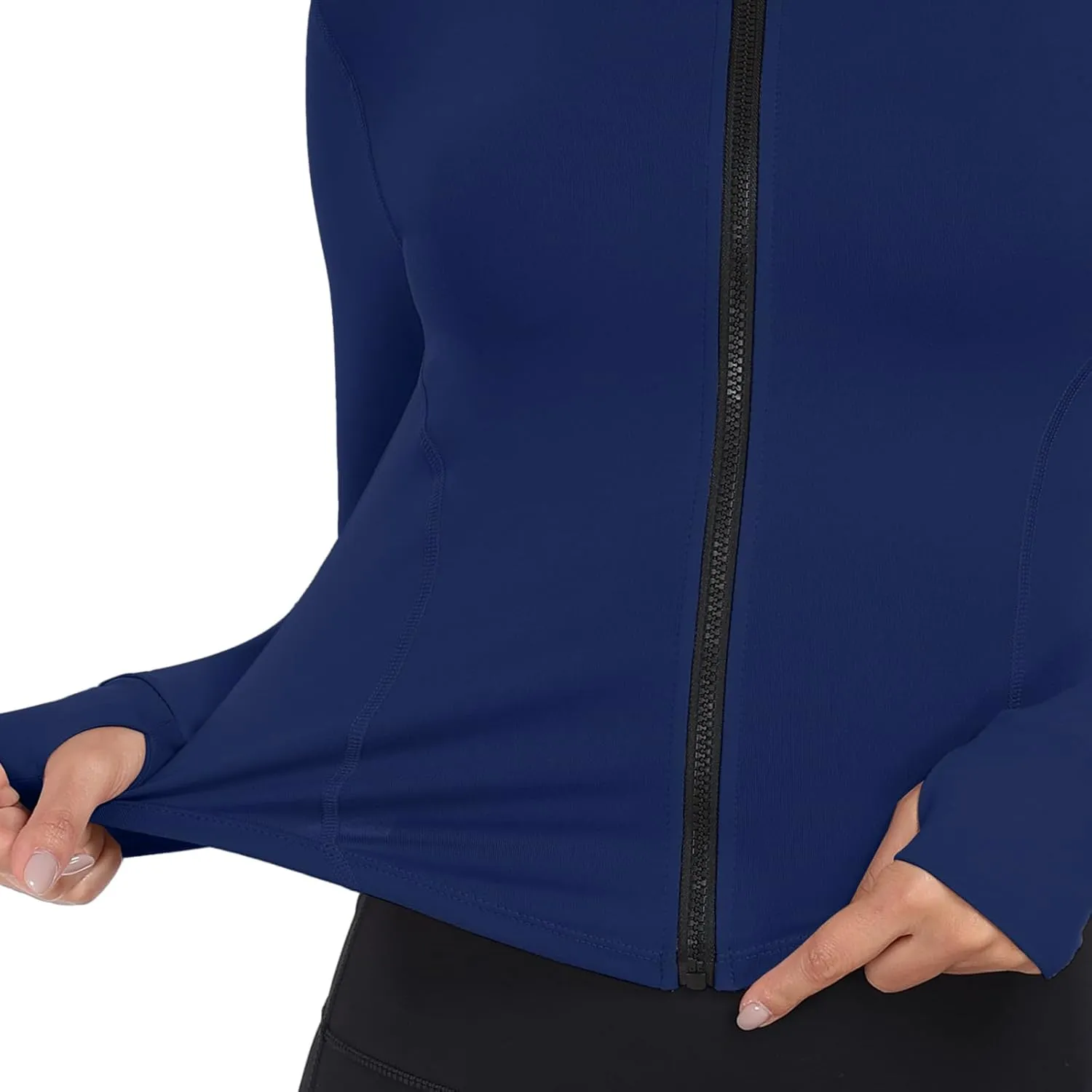 Women's Full Zip Running Yoga Slim Fit Cropped Bbl Athletic Jacket Workout Sportwear With Thumb Holes