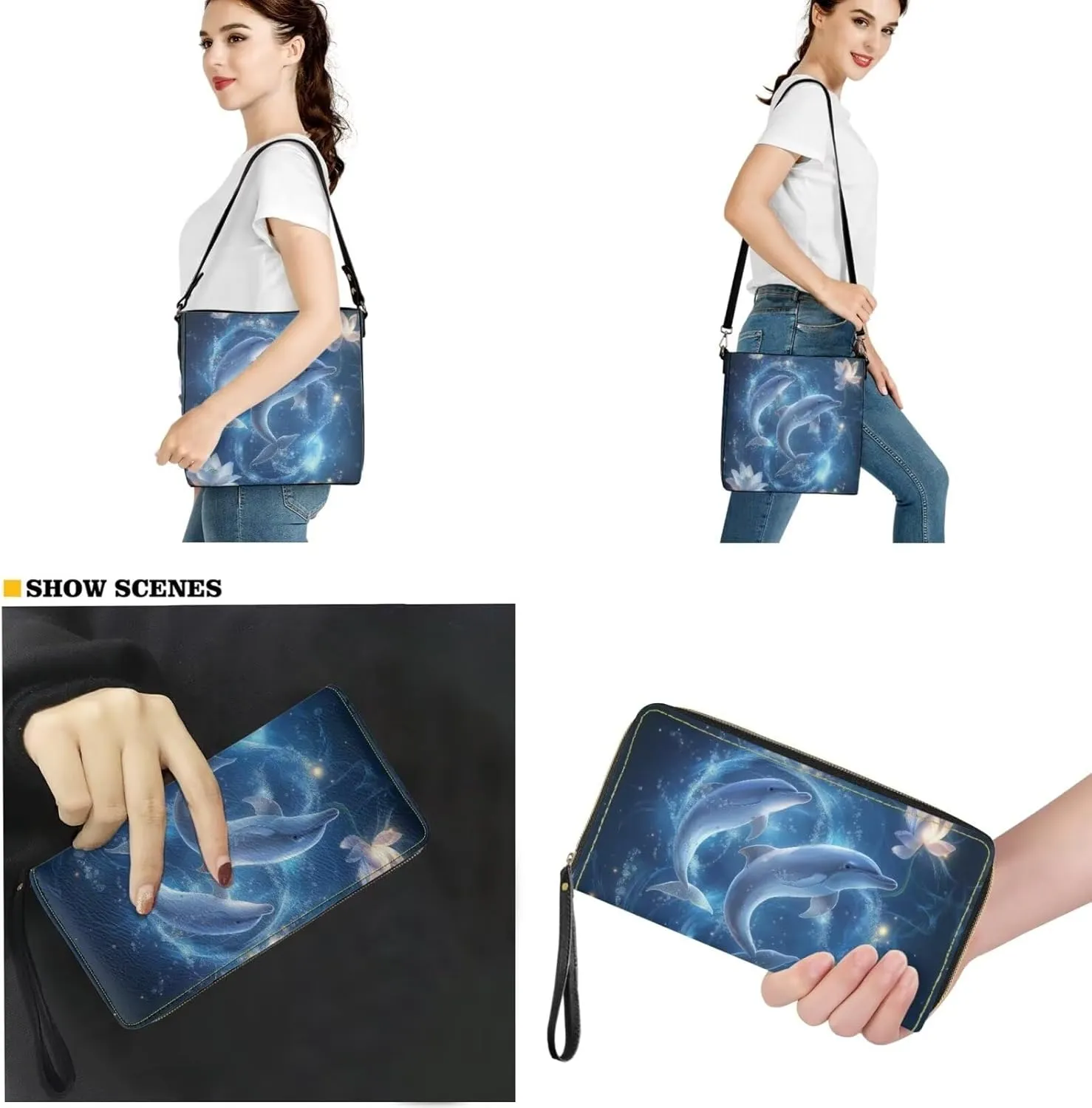 Womens Large Leather Tote Shoulder Bag and Wallet 2Pc Set,Ladies Casual Fashion Handbag Travel Work Daily Use