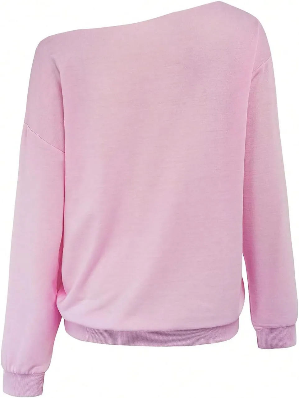 Women's Off Shoulder Graphic Cute Sweatshirts Long Sleeve Asymmetrical Loose Fall Pullover Tops