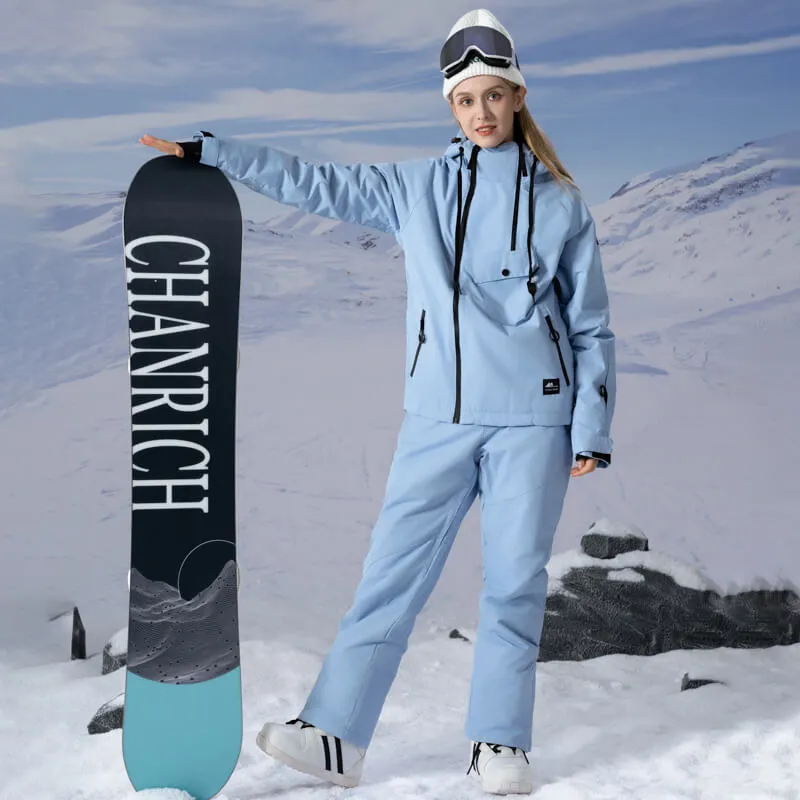 Women's Outdoor Cargo Skiing Suits Winter Solid Color Snowsuits