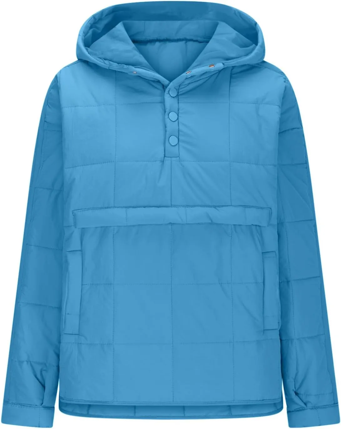 Women's Quilted Warm Puffer Jacket Winter Packable Pullover Down Coat Oversized Hoodie Lightweight Long Sleeve Outwear