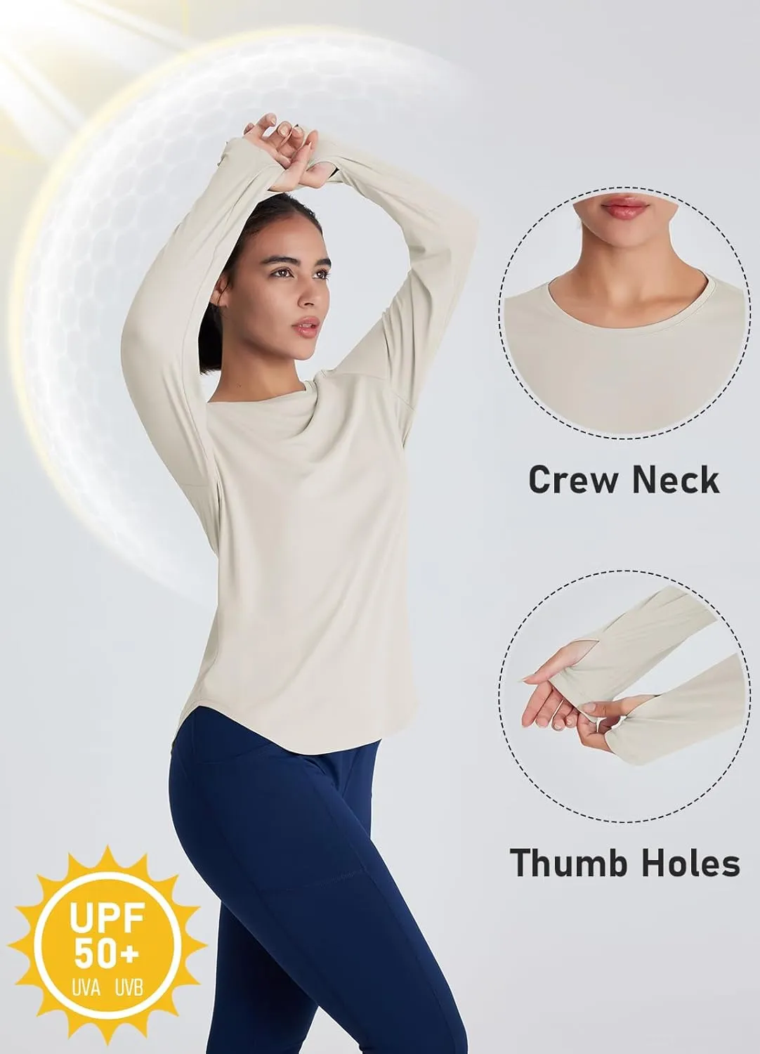 Women's Rash Guard Long Sleeve UV Sun Protection Shirts with Thin Hoodie UPF 50  Lightweight SPF Tops for Hiking