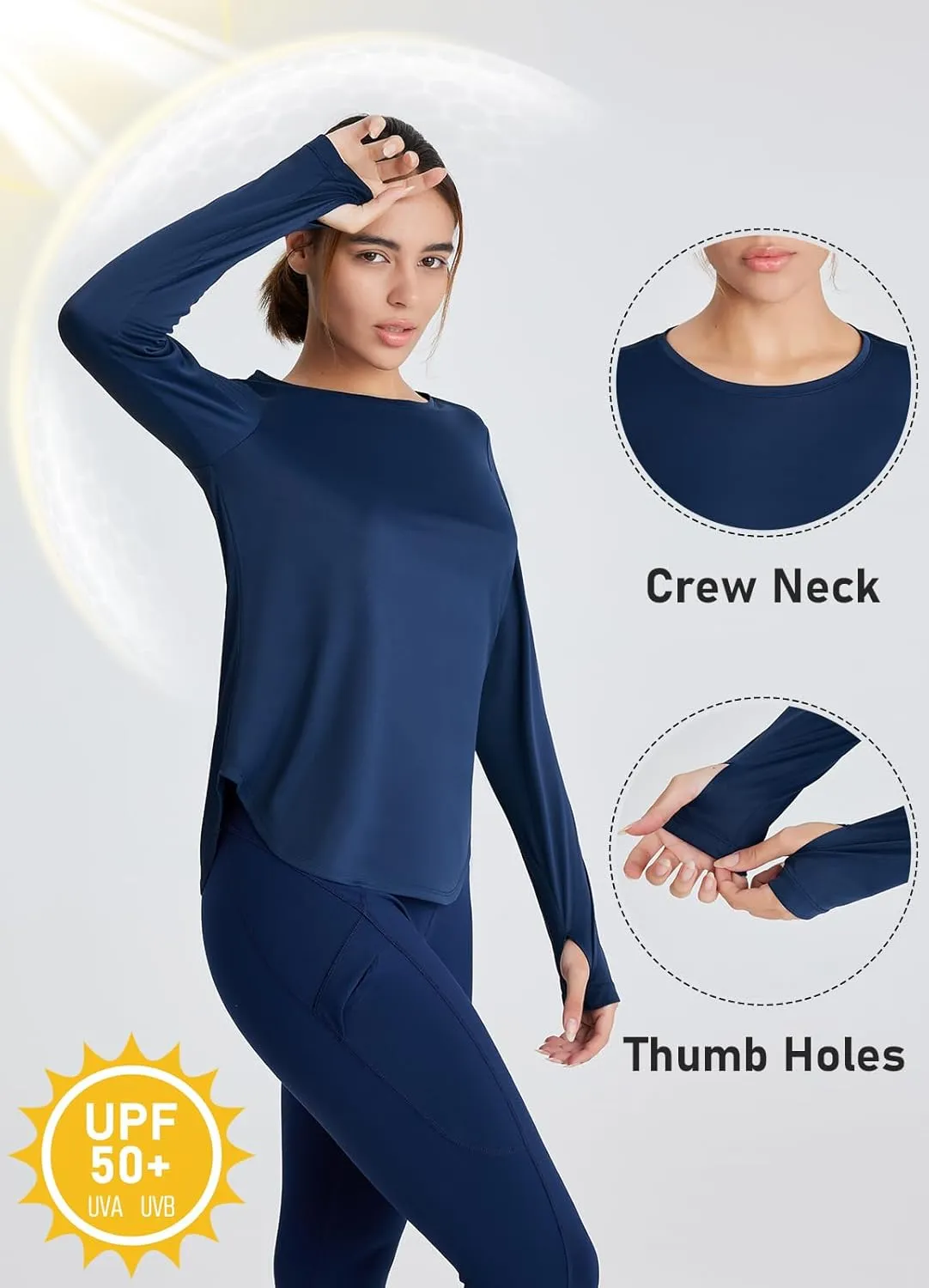 Women's Rash Guard Long Sleeve UV Sun Protection Shirts with Thin Hoodie UPF 50  Lightweight SPF Tops for Hiking