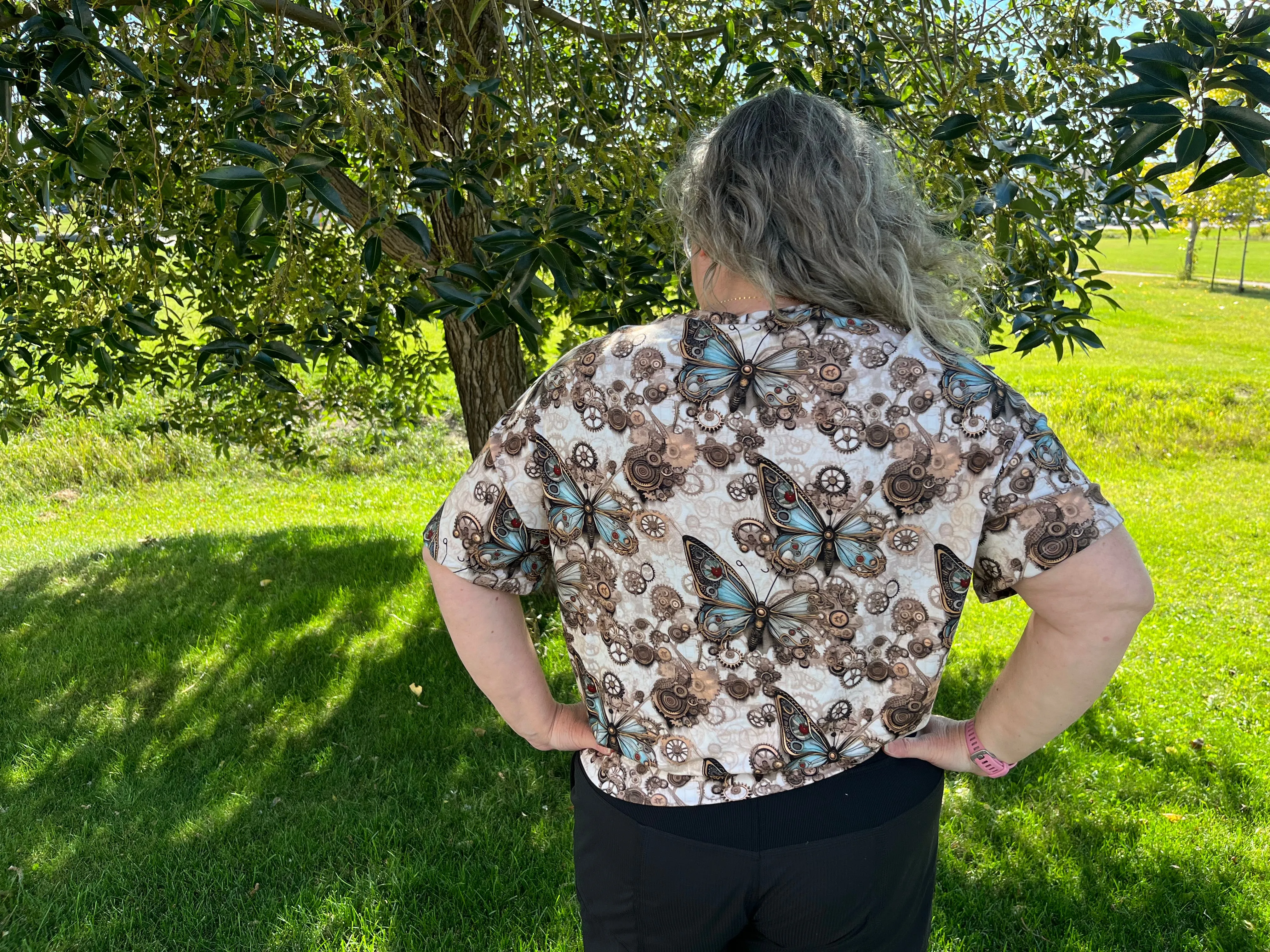 Women’s Steampunk Butterflies Crop Top size Large
