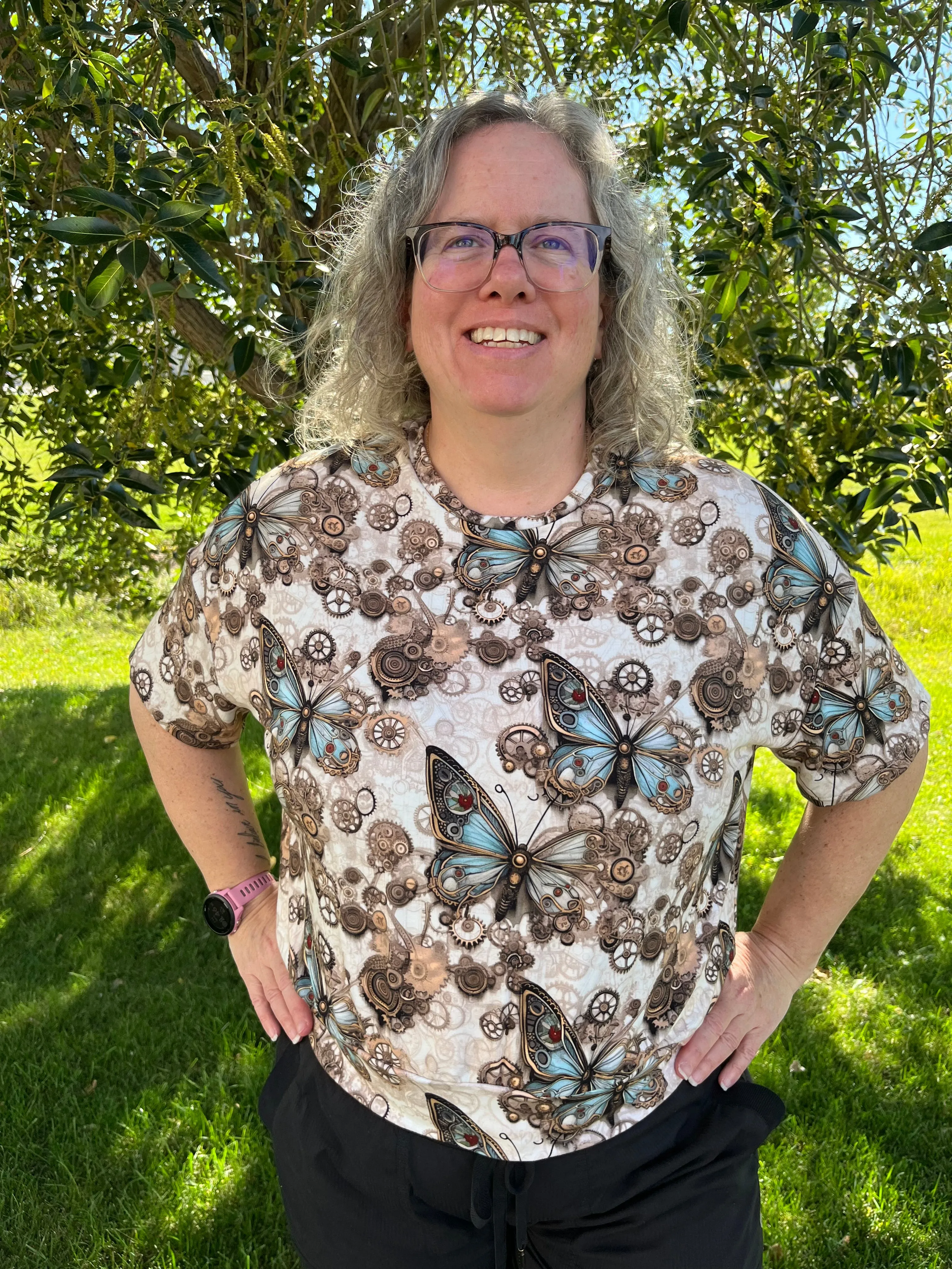 Women’s Steampunk Butterflies Crop Top size Large