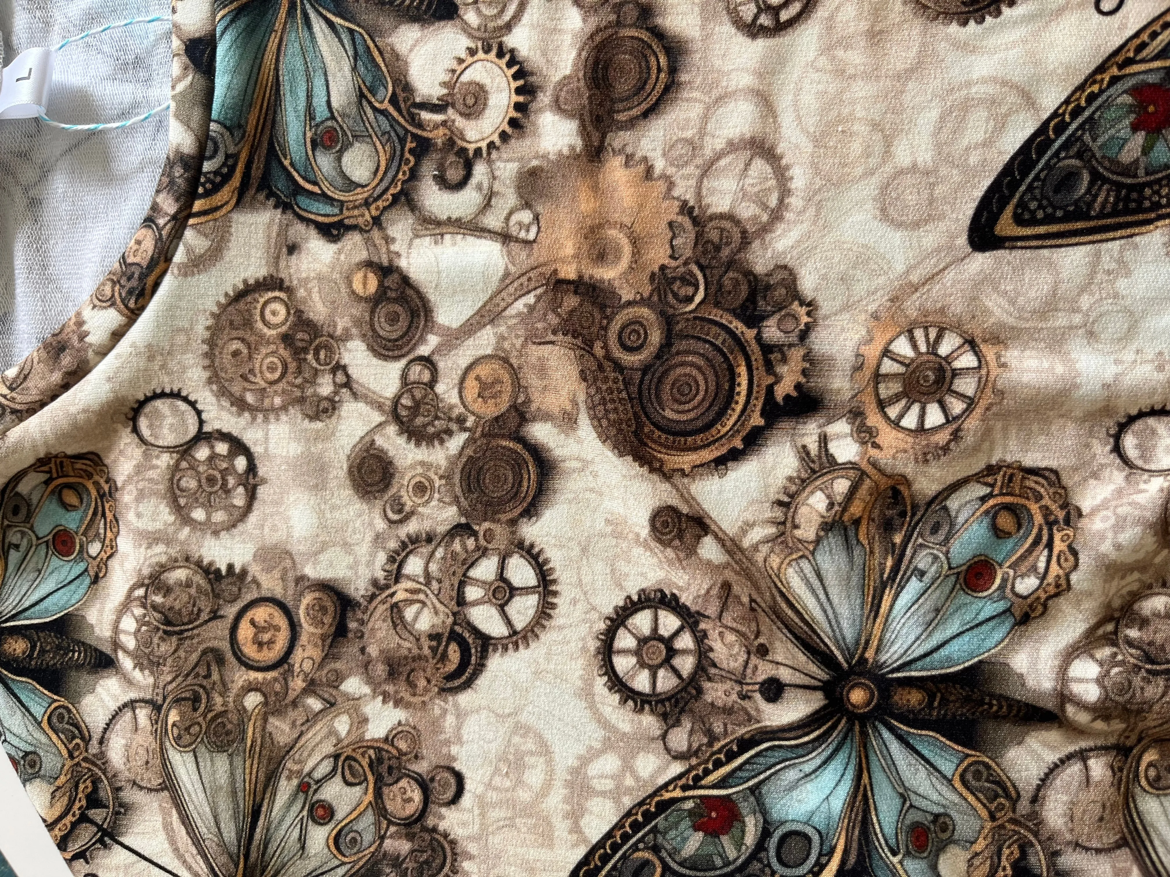 Women’s Steampunk Butterflies Crop Top size Large