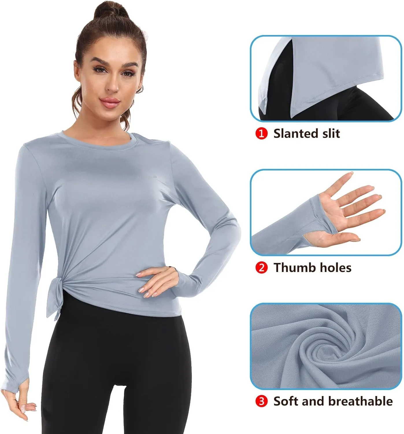 Womens UPF 50  Sun Shirts Long Sleeve UV Sun Protection Lightweight Quick Dry Rash Guard Workout Hiking Outdoor Tops