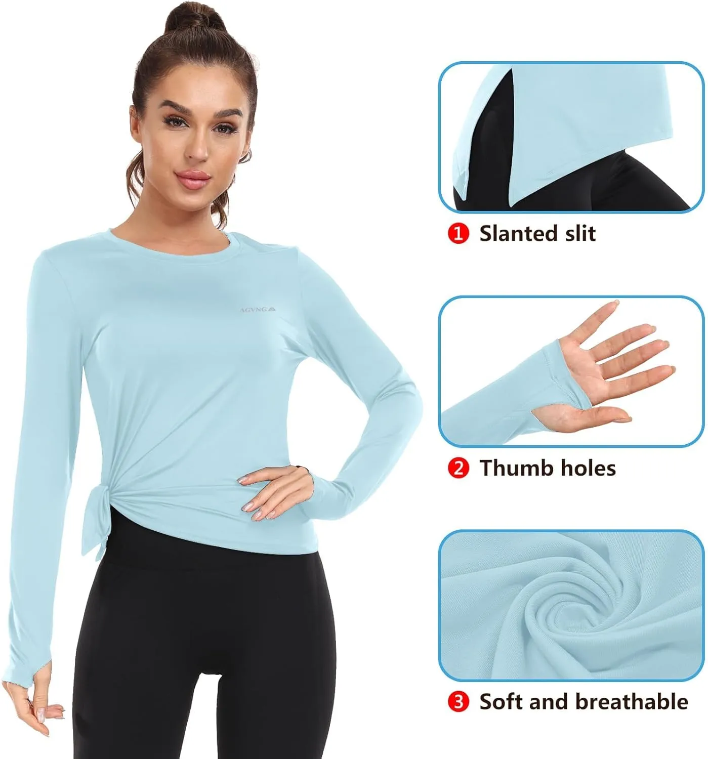 Womens UPF 50  Sun Shirts Long Sleeve UV Sun Protection Lightweight Quick Dry Rash Guard Workout Hiking Outdoor Tops