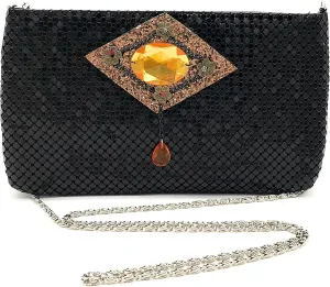 Women's Vintage Cell Phone Bag Metal Mesh Evening Clutch Purse Cross-Body Shoulder Strap for Party or Daily Use