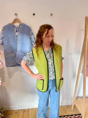 Wool Gilet - Pea Green
