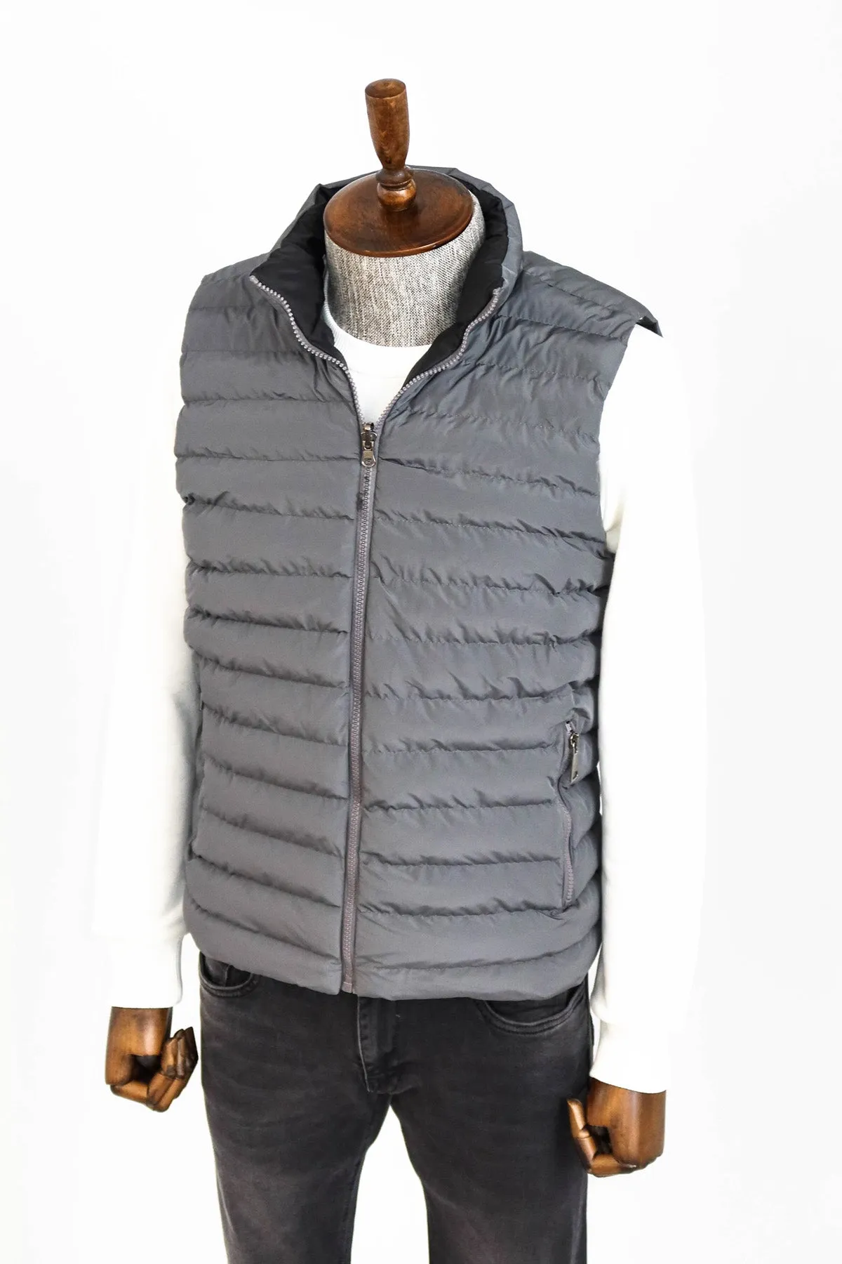 WSS Reversible Puffer Grey Men's Down Vest  - Singen