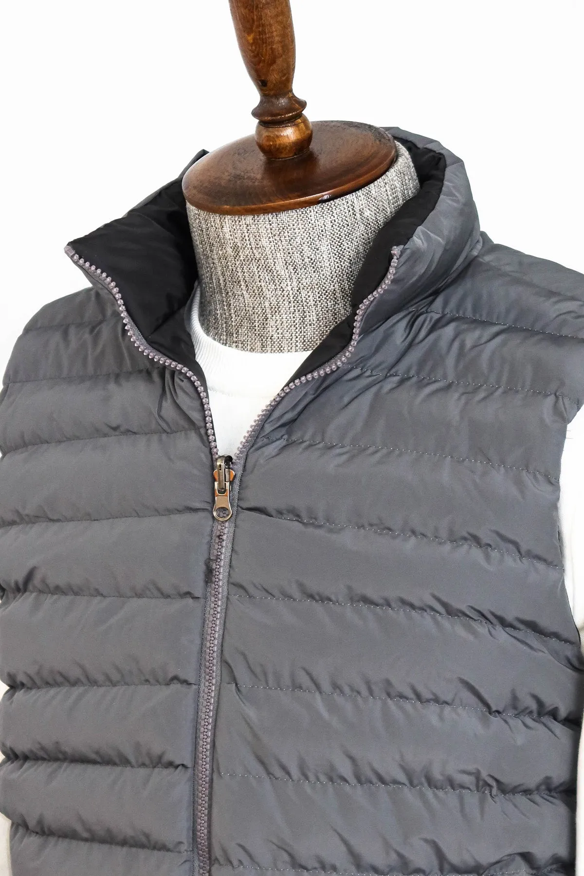 WSS Reversible Puffer Grey Men's Down Vest  - Singen