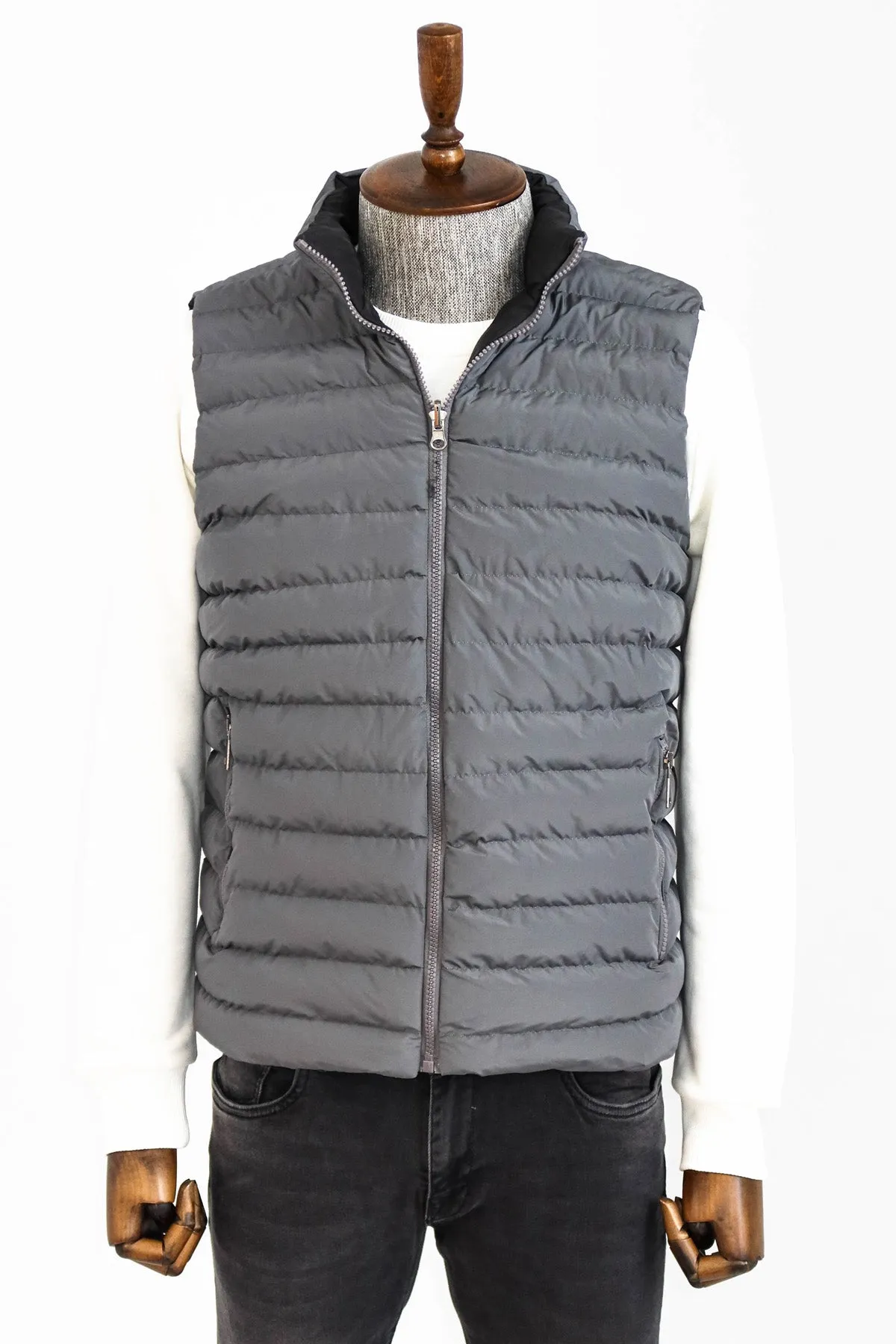 WSS Reversible Puffer Grey Men's Down Vest  - Singen