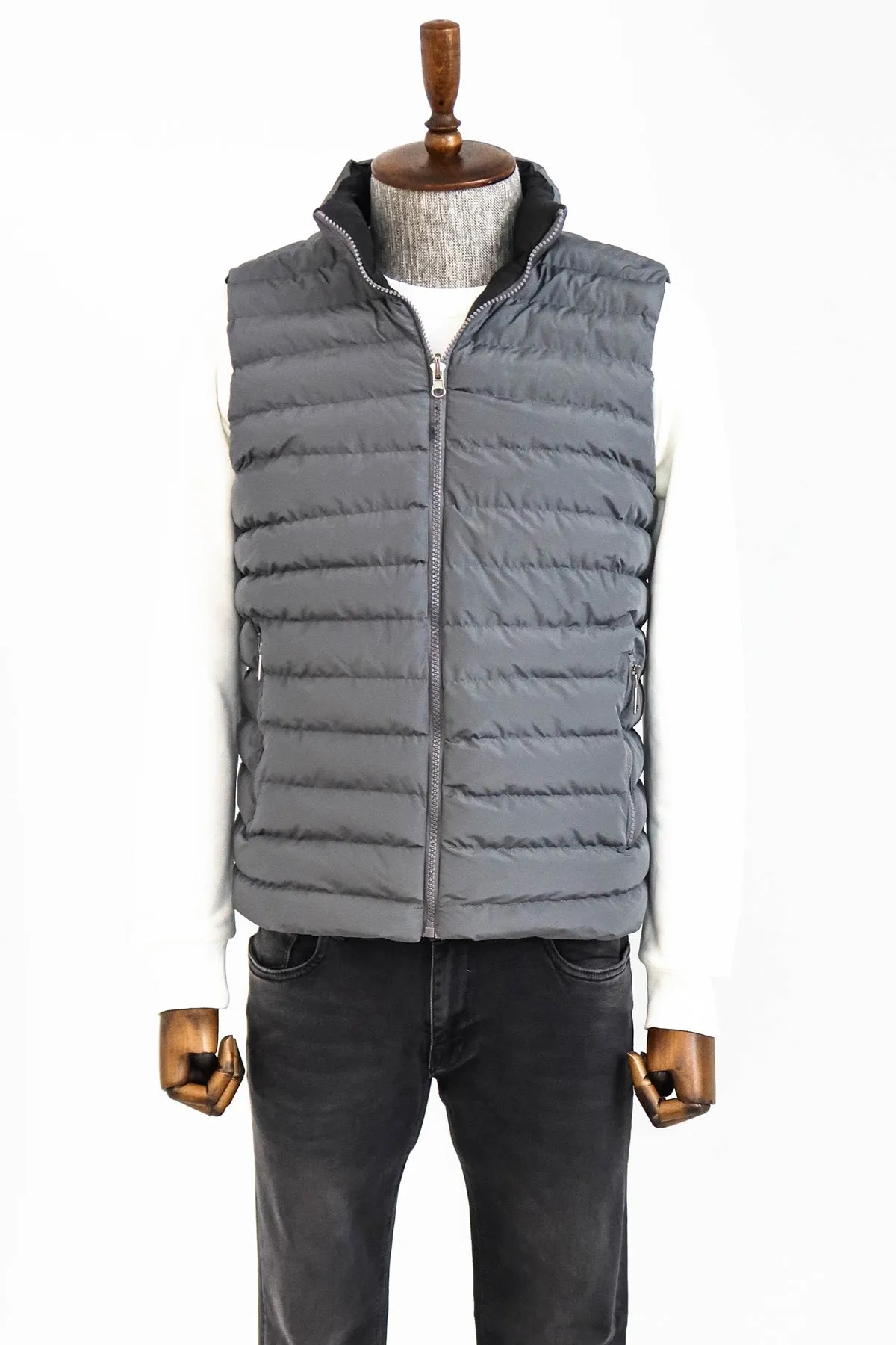 WSS Reversible Puffer Grey Men's Down Vest  - Singen