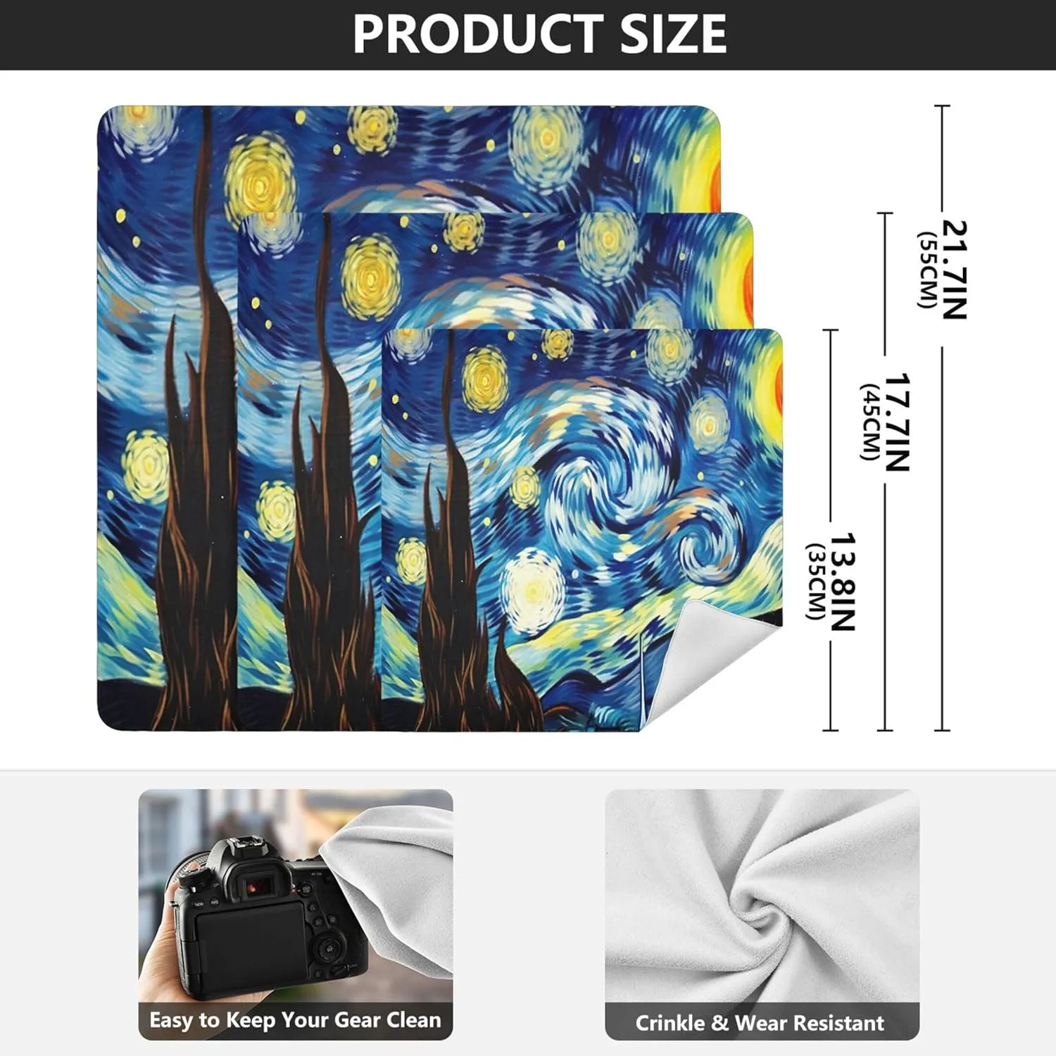 xigua Starry Night Self-Adhesive Magic Makeup Cloth Bag, Portable Protective Cosmetic Bag, Camera Lens Wrap for Travel, Gifts & Daily Use