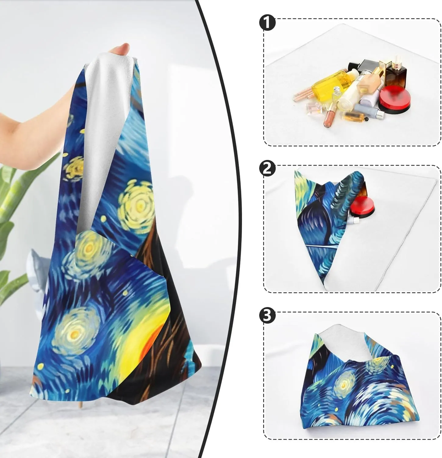 xigua Starry Night Self-Adhesive Magic Makeup Cloth Bag, Portable Protective Cosmetic Bag, Camera Lens Wrap for Travel, Gifts & Daily Use