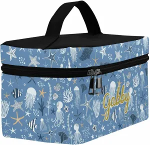 YESCUSTOM Personalized Makeup Bag Cosmetic Bag for Women Cosmetic Travel Makeup Bag, Beach Starfish Large Travel Toiletry Bag for Girls Make Up Bag Brush Bags Reusable Toiletry Bag