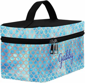 YESCUSTOM Personalized Makeup Bag Cosmetic Bag for Women Cosmetic Travel Makeup Bag, Blue Mermaid Large Travel Toiletry Bag for Girls Make Up Bag Brush Bags Reusable Toiletry Bag