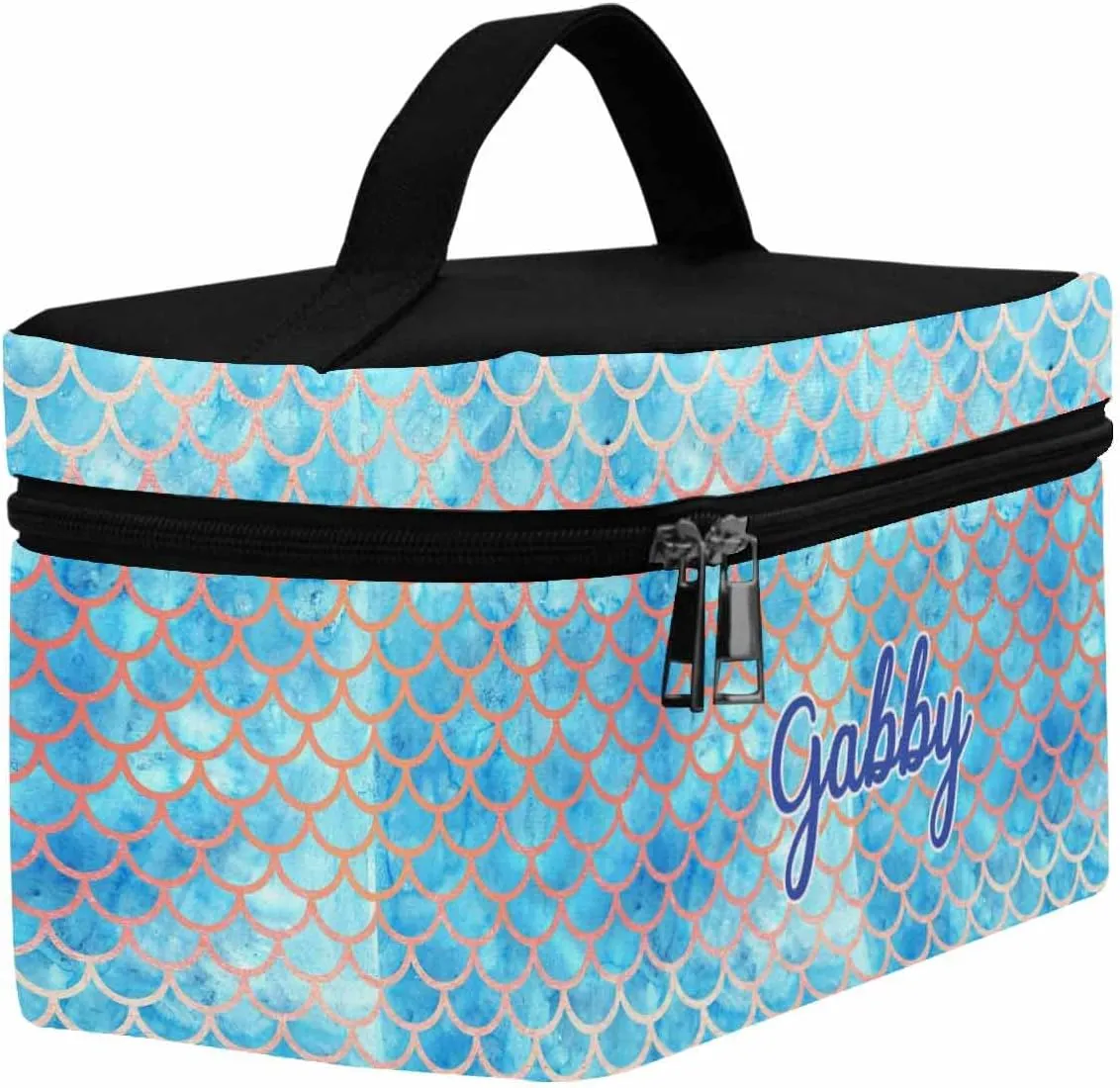 YESCUSTOM Personalized Makeup Bag Cosmetic Bag for Women Cosmetic Travel Makeup Bag, Blue Mermaid Large Travel Toiletry Bag for Girls Make Up Bag Brush Bags Reusable Toiletry Bag