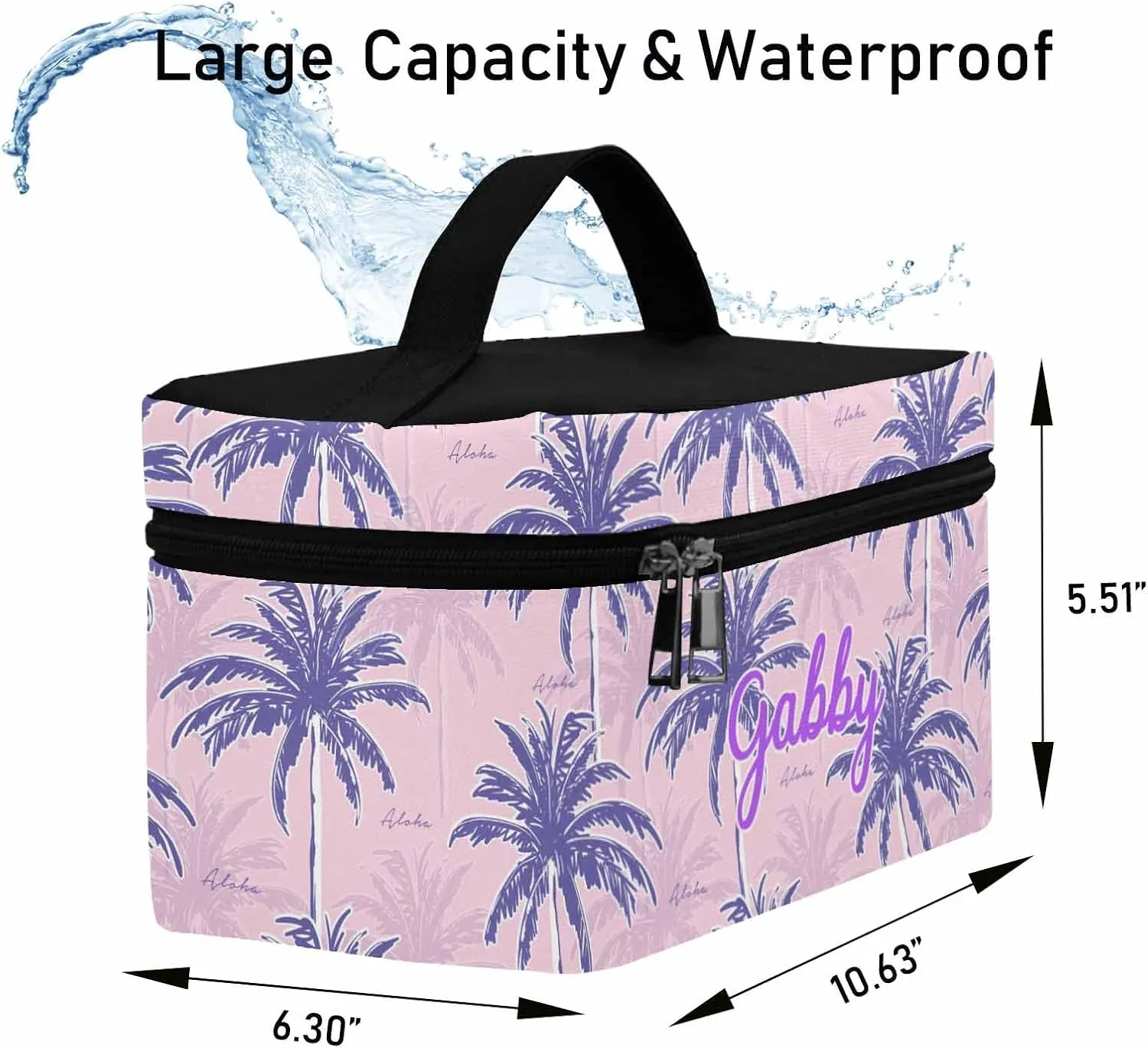 YESCUSTOM Personalized Makeup Bag Cosmetic Bag for Women Cosmetic Travel Makeup Bag, Large Travel Toiletry Bag for Girls Make Up Bag Brush Bags Reusable Toiletry Bag