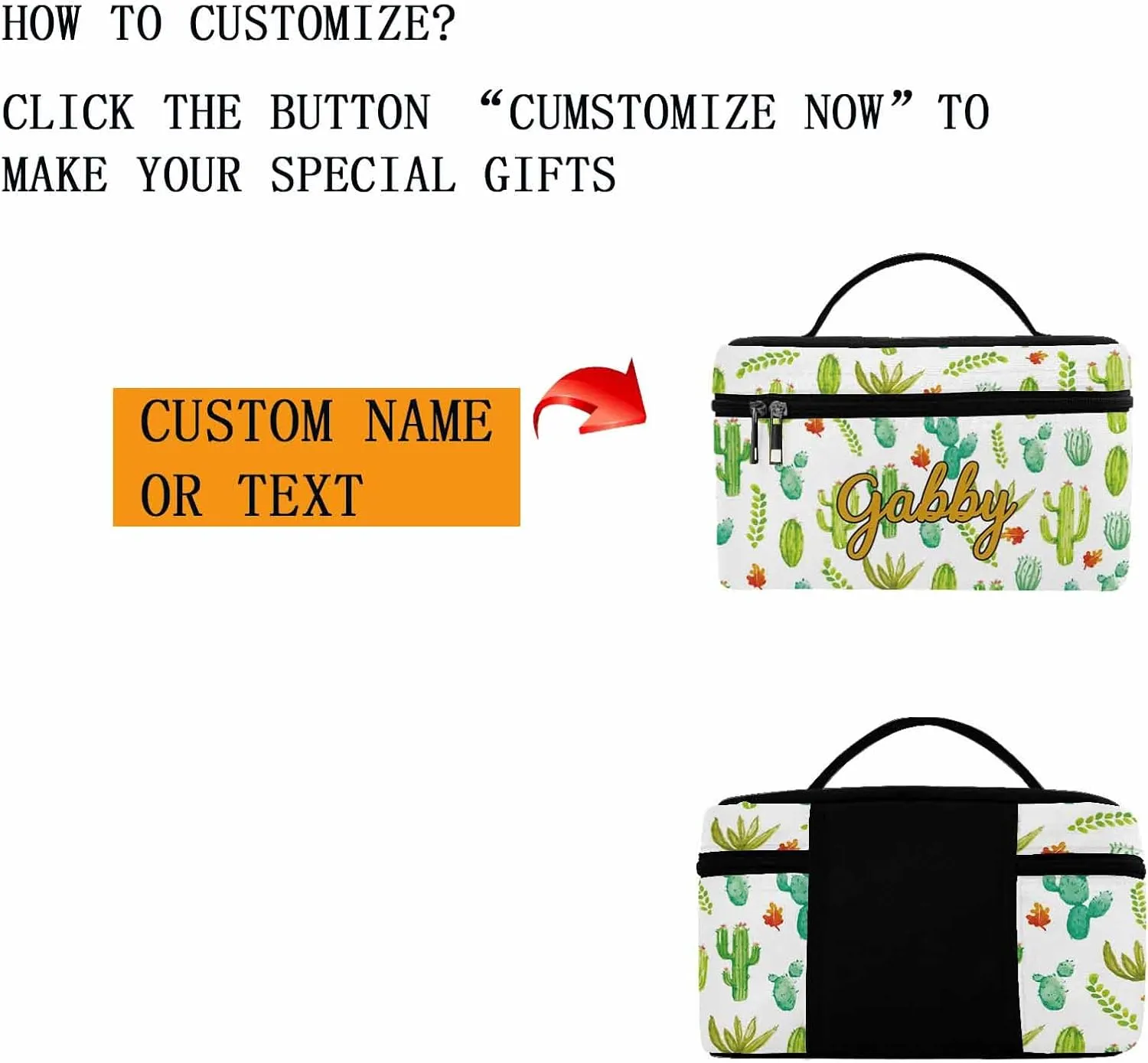 YESCUSTOM Personalized Makeup Bag Cosmetic Bag for Women Cosmetic Travel Makeup Bag, Large Travel Toiletry Bag for Girls Make Up Bag Brush Bags Reusable Toiletry Bag