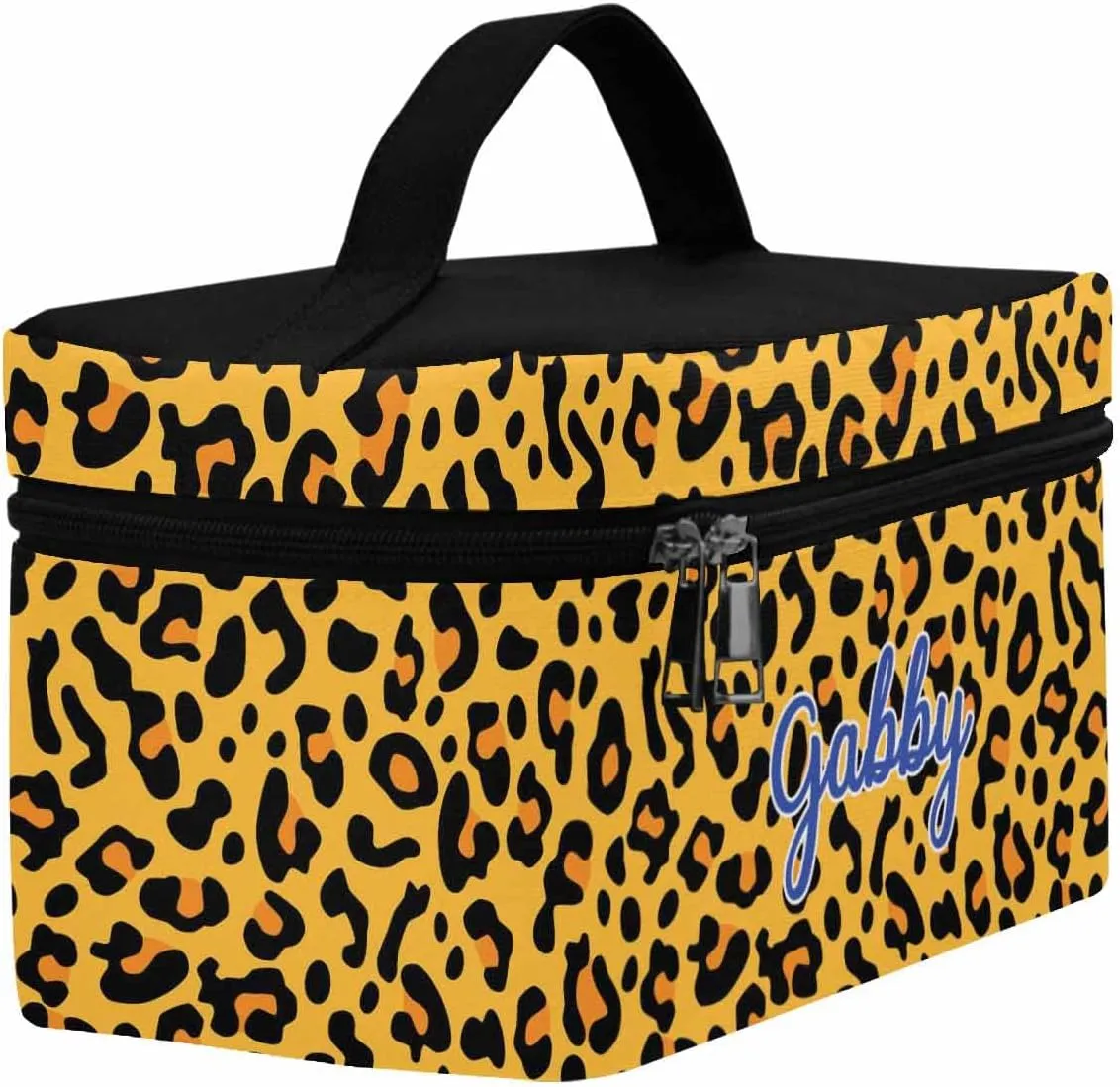 YESCUSTOM Personalized Makeup Bag Cosmetic Bag for Women Cosmetic Travel Makeup Bag, Leopard Large Travel Toiletry Bag for Girls Make Up Bag Brush Bags Reusable Toiletry Bag