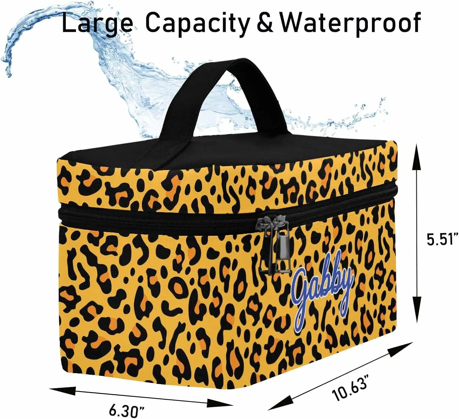 YESCUSTOM Personalized Makeup Bag Cosmetic Bag for Women Cosmetic Travel Makeup Bag, Leopard Large Travel Toiletry Bag for Girls Make Up Bag Brush Bags Reusable Toiletry Bag