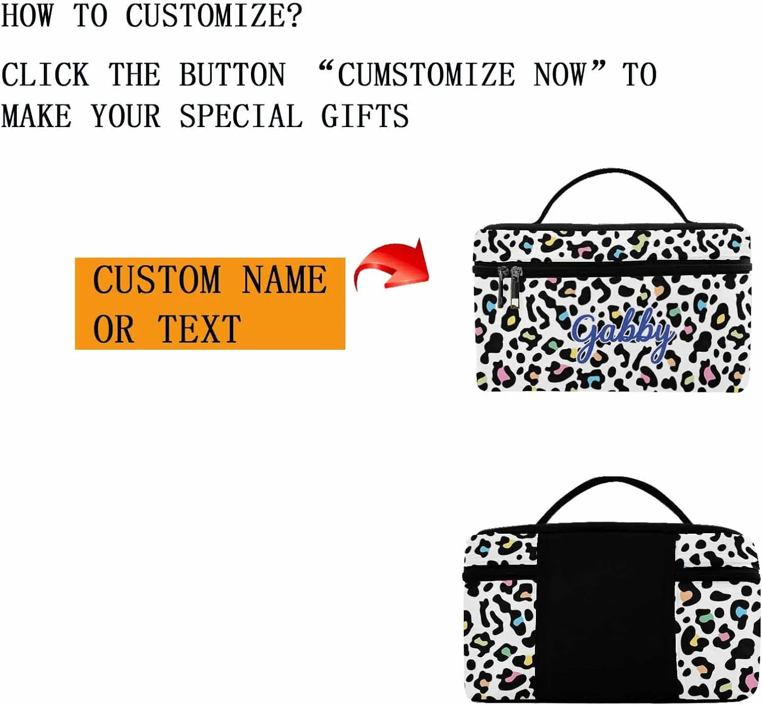 YESCUSTOM Personalized Makeup Bag Cosmetic Bag for Women Cosmetic Travel Makeup Bag, Leopard Large Travel Toiletry Bag for Girls Make Up Bag Brush Bags Reusable Toiletry Bag