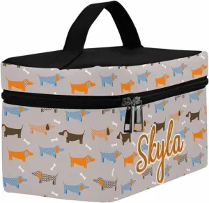 YESCUSTOM Personalized Makeup Bag Large Travel Cosmetic Bags for Girls Women Kids, Puppy Waterproof Make up Organizer Case Toiletry Bag