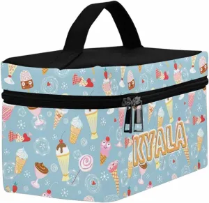 YESCUSTOM Personalized Makeup Bag Large Travel Cosmetic Bags for Girls Women Kids, Summer Print Waterproof Make up Organizer Case Toiletry Bag