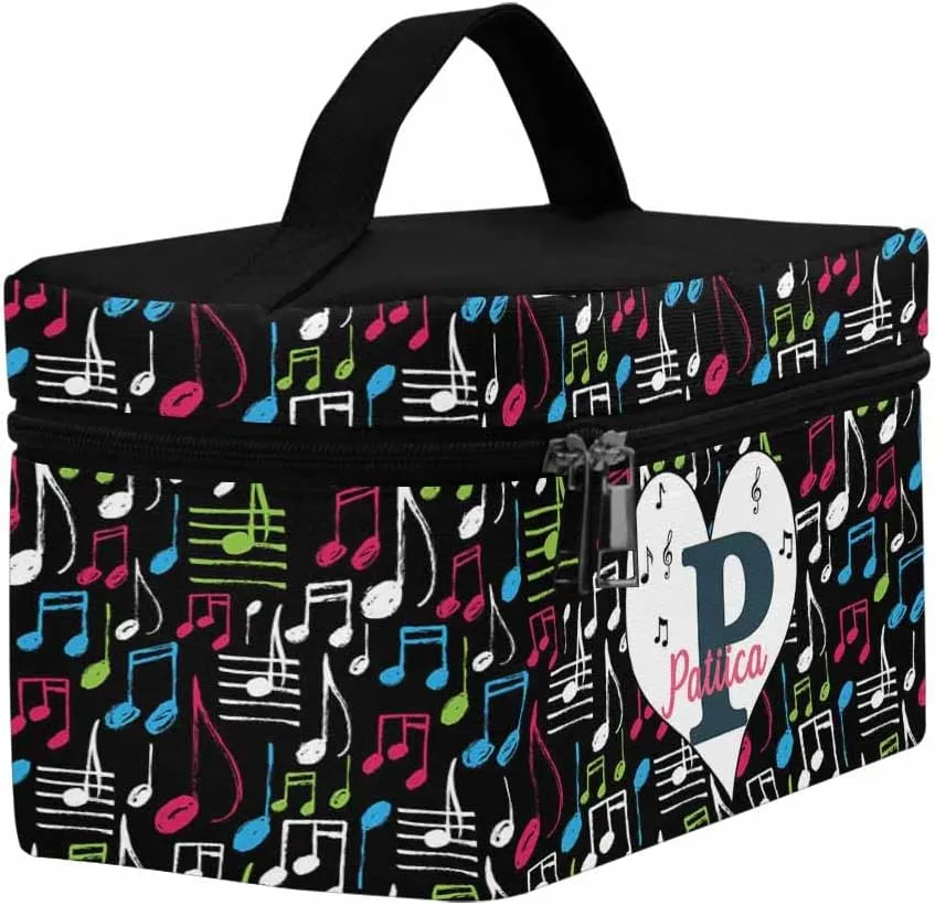 YESCUSTOM Personalized Makeup Bag Large Travel Pouch Cosmetic Bags for Women Girls, Music Costomized Portable Organizer Case, Tote Toiletry Pouch with Custom Name