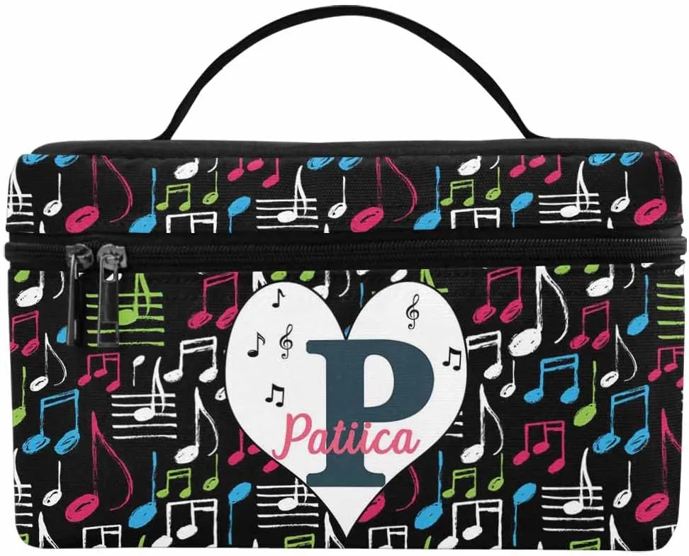 YESCUSTOM Personalized Makeup Bag Large Travel Pouch Cosmetic Bags for Women Girls, Music Costomized Portable Organizer Case, Tote Toiletry Pouch with Custom Name