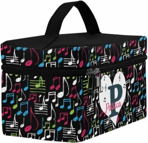 YESCUSTOM Personalized Makeup Bag Large Travel Pouch Cosmetic Bags for Women Girls, Music Costomized Portable Organizer Case, Tote Toiletry Pouch with Custom Name