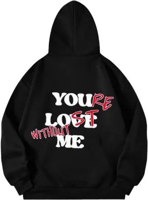 You Love Me Back Letter Print Oversize Hoodies Women Drop Shoulder Long Sleeve Pullover Tops Hooded Fleece Fall Sweatshirts