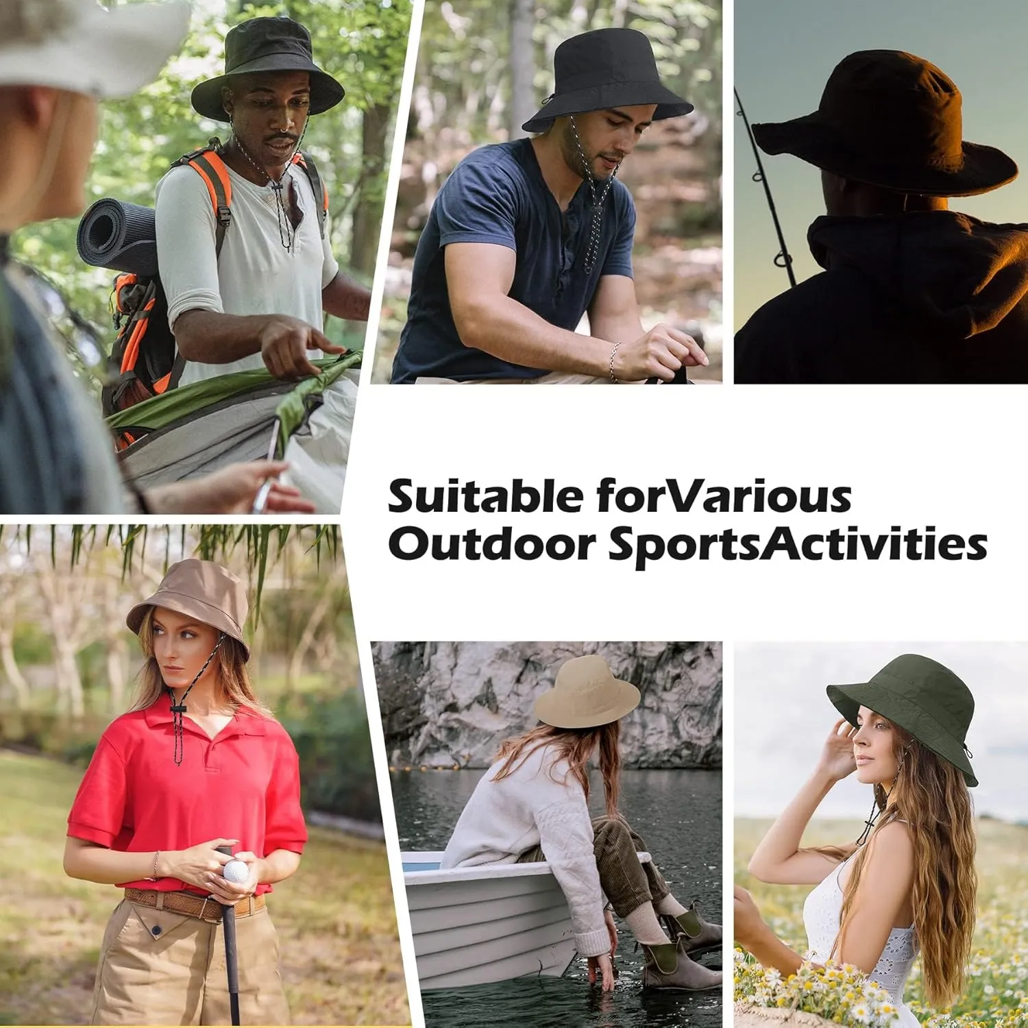 Zando Waterproof Bucket Hat for Women Outdoor Fishing Hat for Men Women Packable Summer Hat Hiking UV Protection Sun Hat