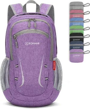 ZOMAKE Lightweight Packable Backpack 20L, Foldable Backpacks Small Daypack Hiking Daypacks Water Resistant Day Bag for Travel(Light Purple)