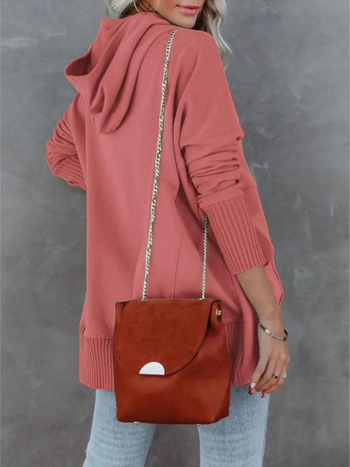 Zwurew Hoodies for Women Oversized Sweatshirt Pullover Long Sleeve Tops Henley Shirt with Pocket